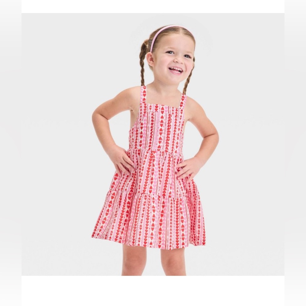 Cat & Jack Toddler Girl Valentine’s Day Hearts Tank Dress (???)